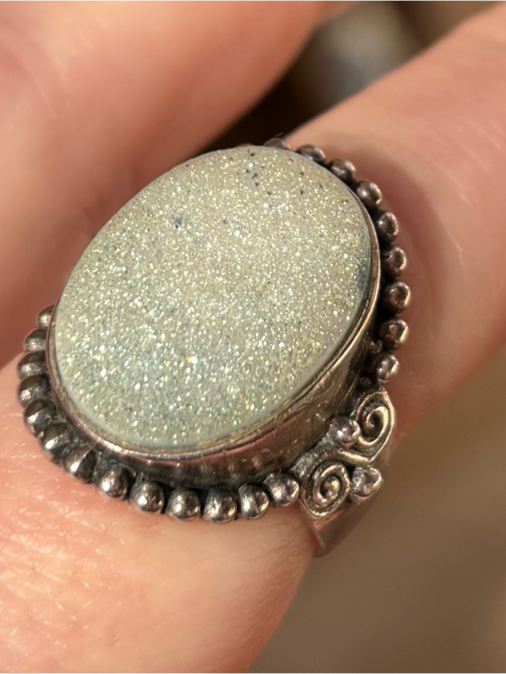 Sterling Silver Sajen Druzy Ring Size 7